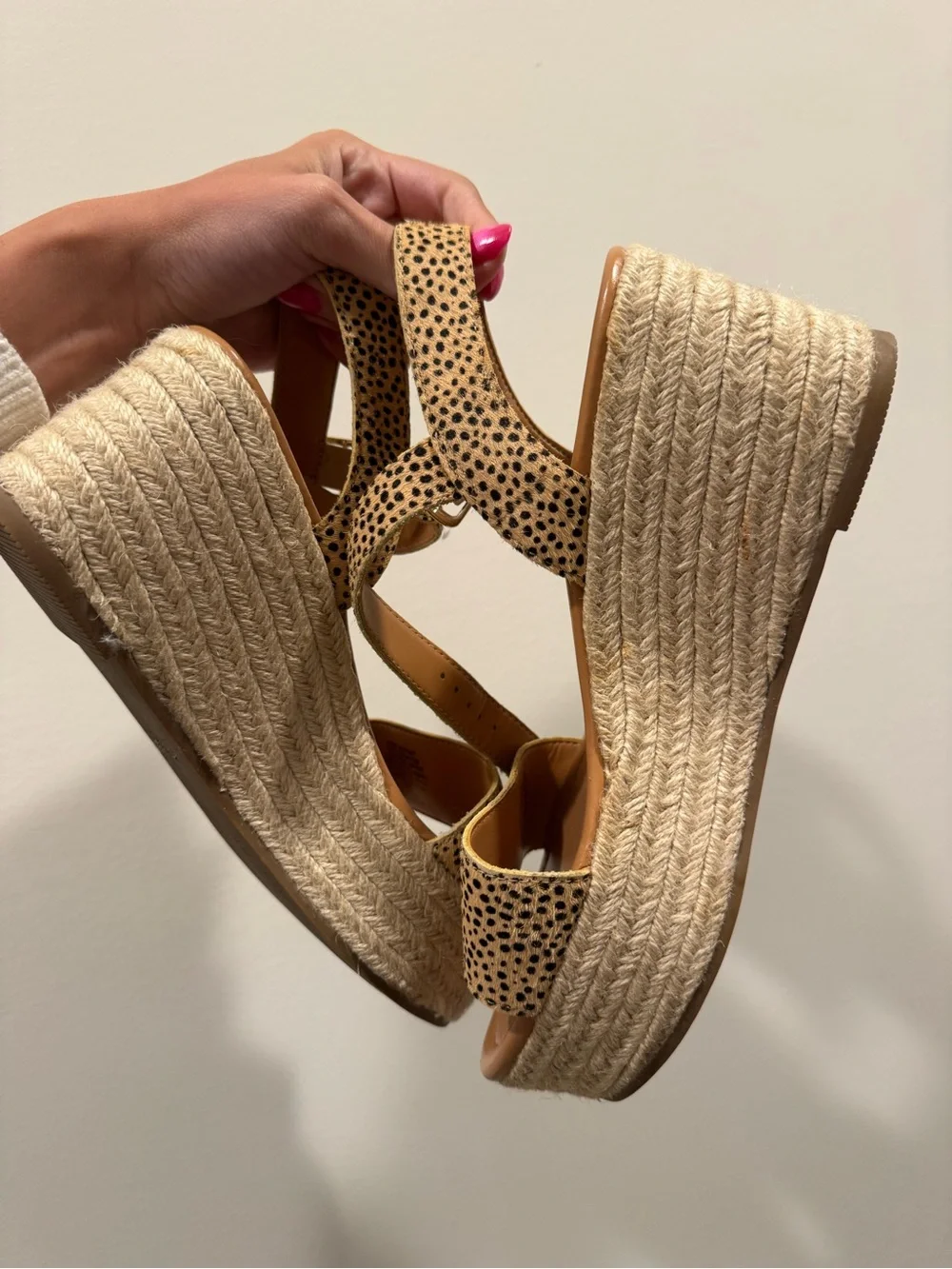 J. Crew Factory Tan & Black Cheetah Espadrille Wedge Sandals
